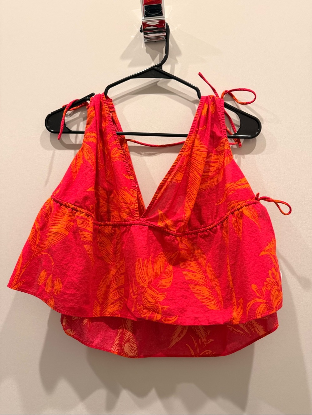 Target Tropical Pink & Orange Tie-Shoulder Crop Top